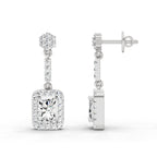 1.81 Ct Emerald Shape Dangle Diamond Earrings | 14K Rose Gold
