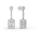 1.81 Ct Emerald Shape Dangle Diamond Earrings | 14K Rose Gold