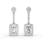 1.81 Ct Emerald Shape Dangle Diamond Earrings | 14K Rose Gold