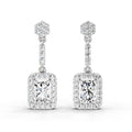 1.81 Ct Emerald Shape Dangle Diamond Earrings | 14K White Gold