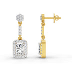 1.81 Ct Emerald Shape Dangle Diamond Earrings | 14K Rose Gold