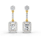 1.81 Ct Emerald Shape Dangle Diamond Earrings | 14K Rose Gold