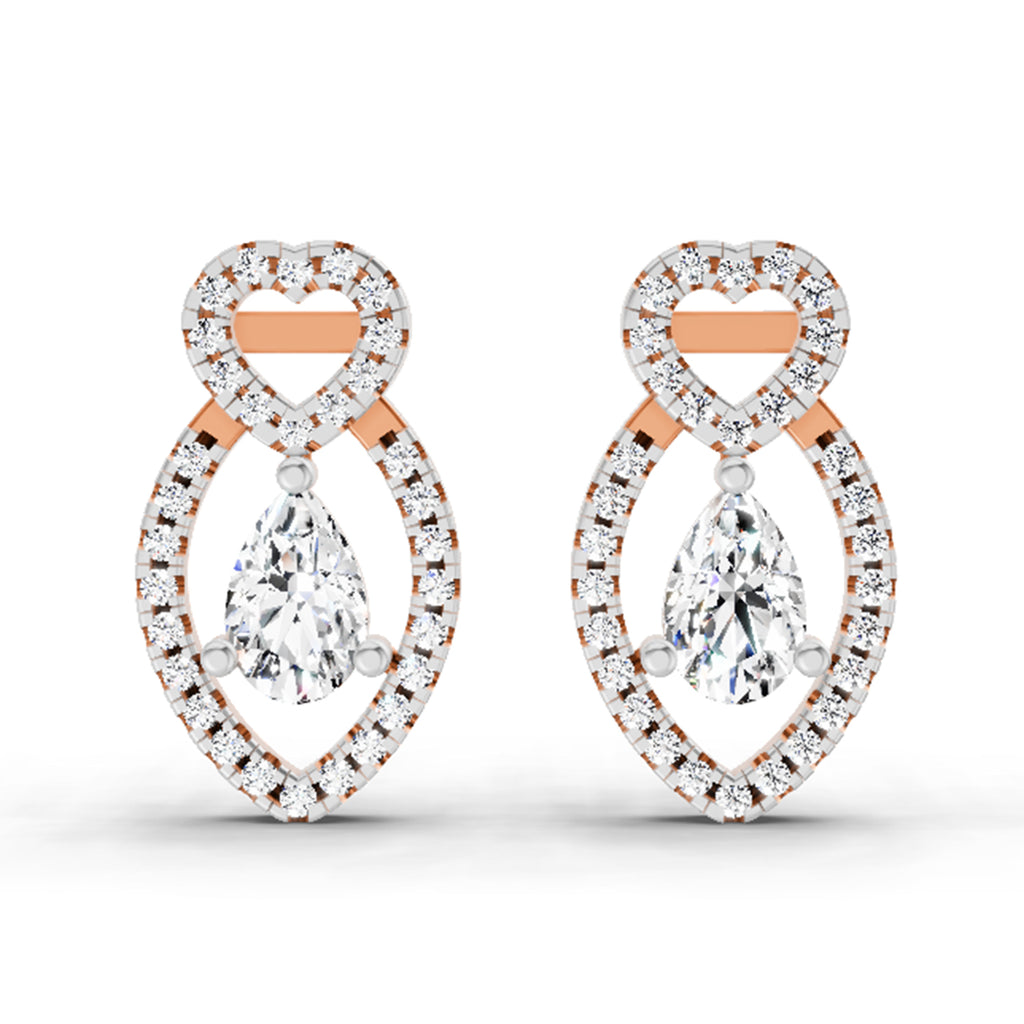 1.45 Ct Pear Shape Diamond Stud Earrings | 14K Rose Gold