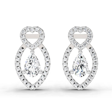 1.45 Ct Pear Shape Diamond Stud Earrings | 14K White Gold