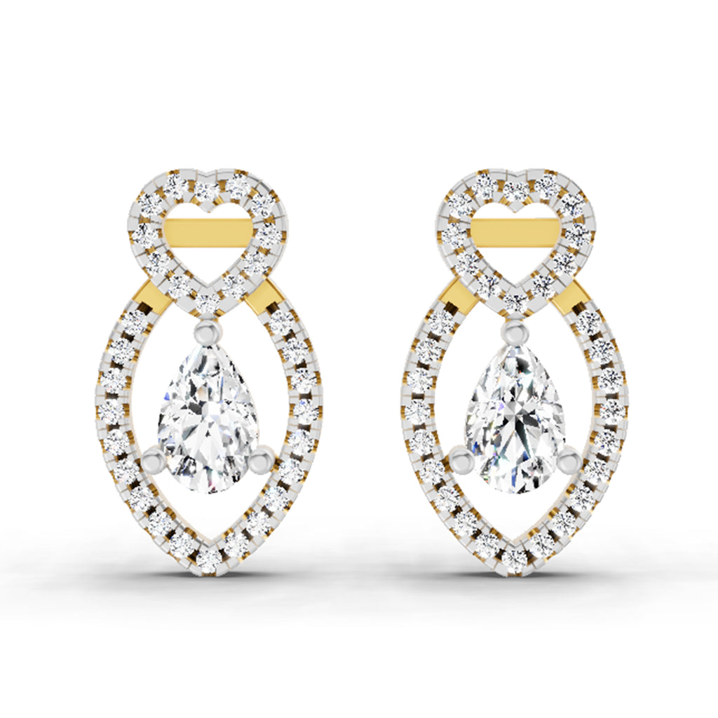 1.45 Ct Pear Shape Diamond Stud Earrings | 14K Rose Gold