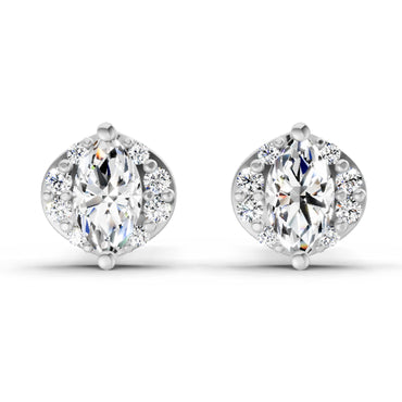 0.36 Ct Marquise Shape Diamond Stud Earrings | 14K Rose Gold
