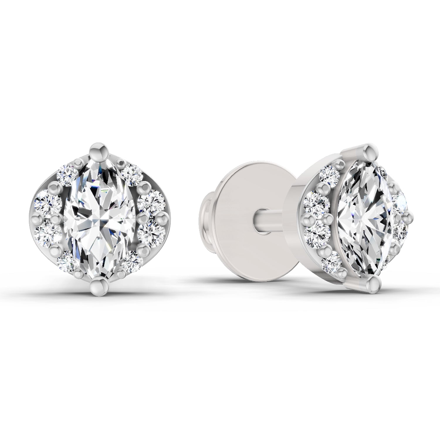 0.36 Ct Marquise Shape Diamond Stud Earrings | 14K Yellow Gold