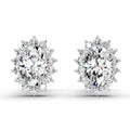 1.08 Ct Oval Shape Halo Diamond Stud Earrings | 14K White Gold