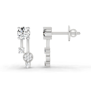 0.61 CtRound Shape Diamond Drop Earrings | 14K White Gold