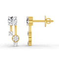 0.61 CtRound Shape Diamond Drop Earrings | 14K Yellow Gold