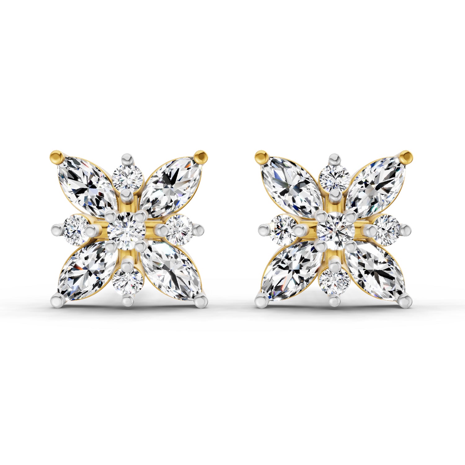 0.66 Ct Marquise Shape Cluster Diamond Earrings | 14K Rose Gold