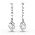 1.39 Ct Pear Shape Dangle Diamond Earrings | 14K White Gold