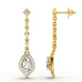 1.39 Ct Pear Shape Dangle Diamond Earrings | 14K Yellow Gold