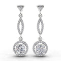 0.89 Ct Round Shape Dangle Diamond Earrings | 14K White Gold
