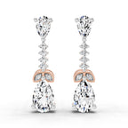 2.5 Ct Pear Shape Dangle Diamond Earrings | 14K Rose Gold