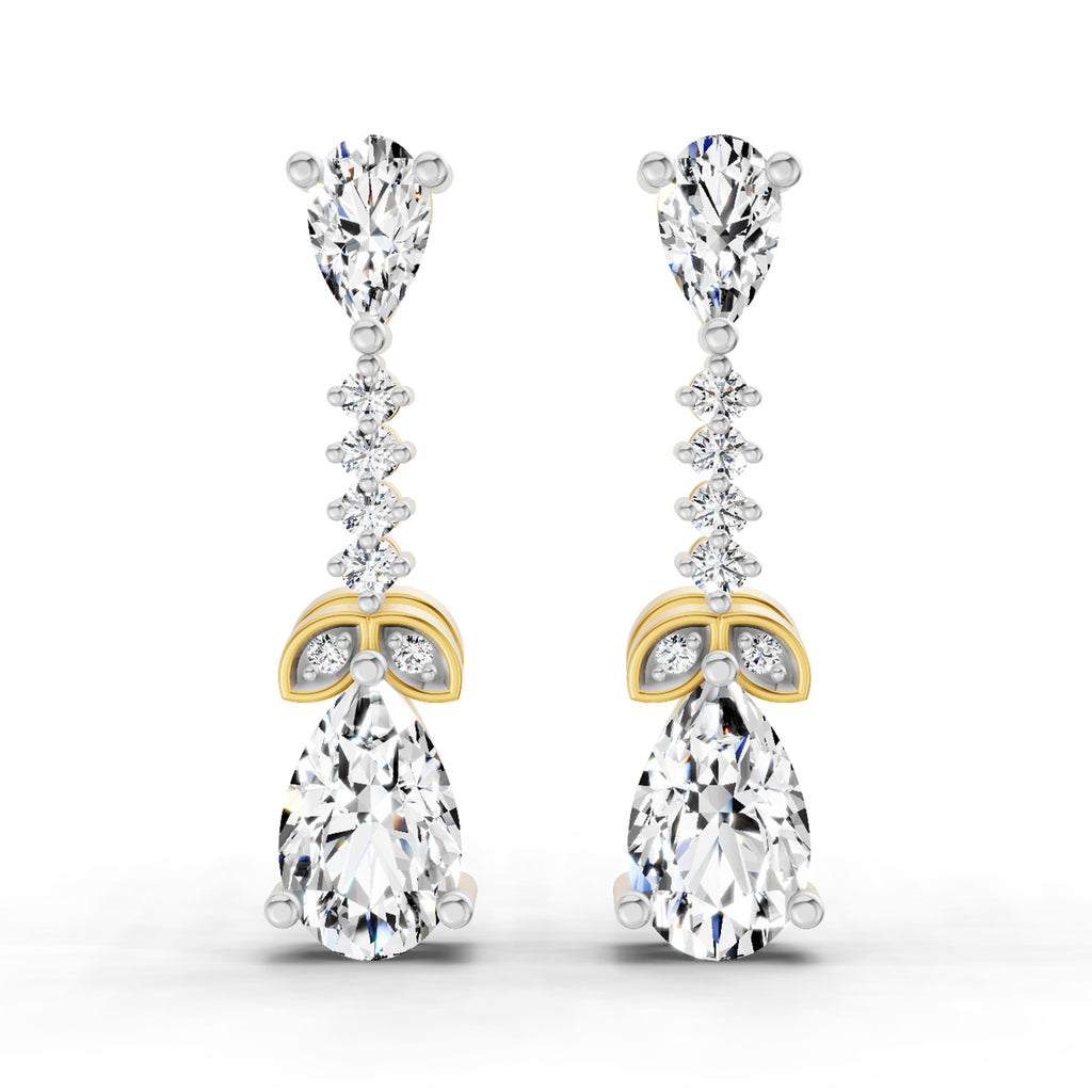 2.5 Ct Pear Shape Dangle Diamond Earrings | 14K Rose Gold