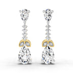 2.5 Ct Pear Shape Dangle Diamond Earrings | 14K Rose Gold