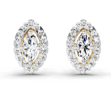 0.66 Ct Marquise Shape Halo Diamond Earrings | 14K Rose Gold