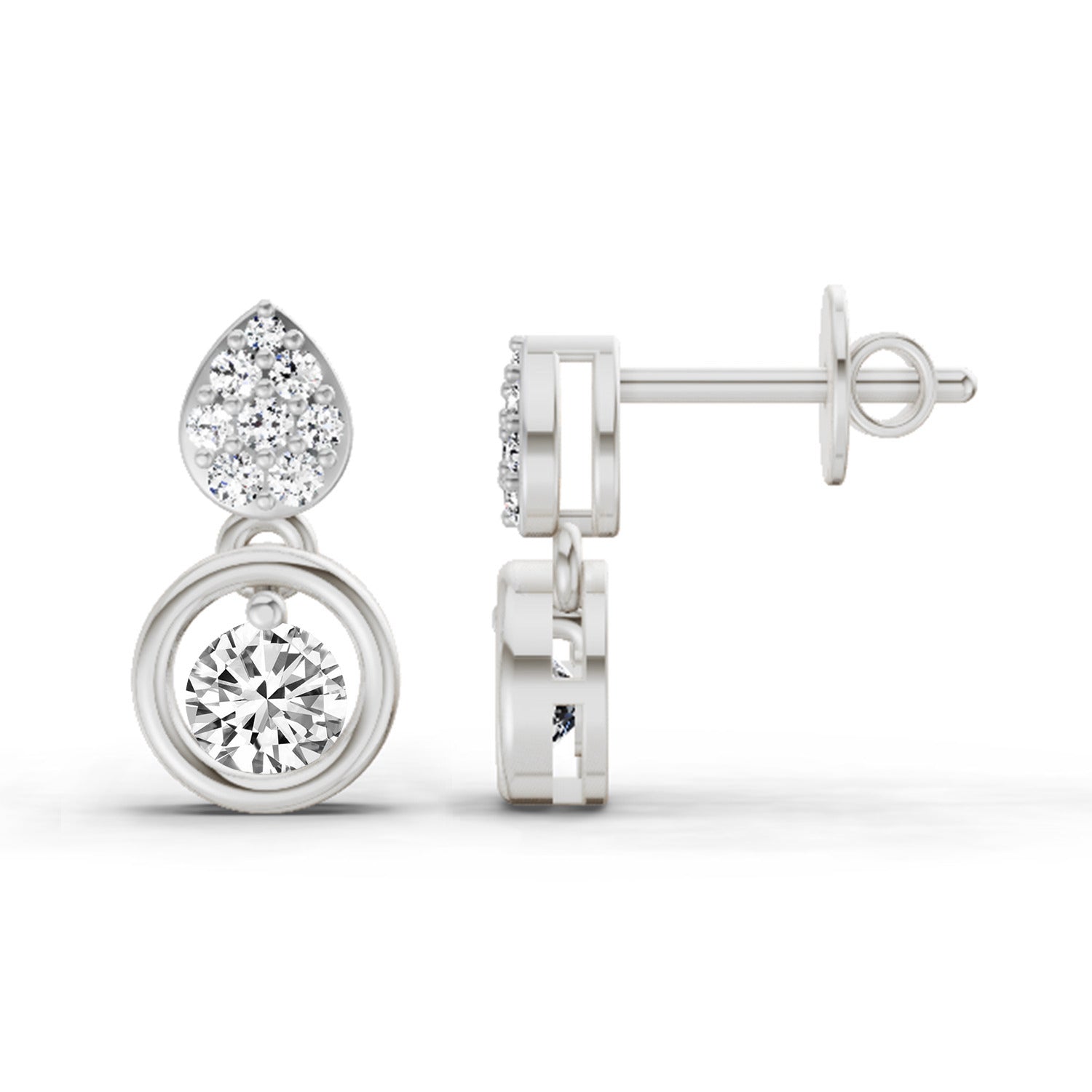 0.65 CtRound Shape Earrings | 14K White Gold