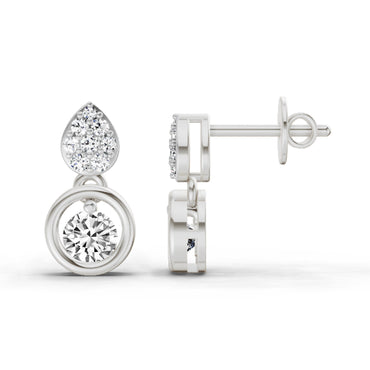 0.65 CtRound Shape Earrings | 14K White Gold