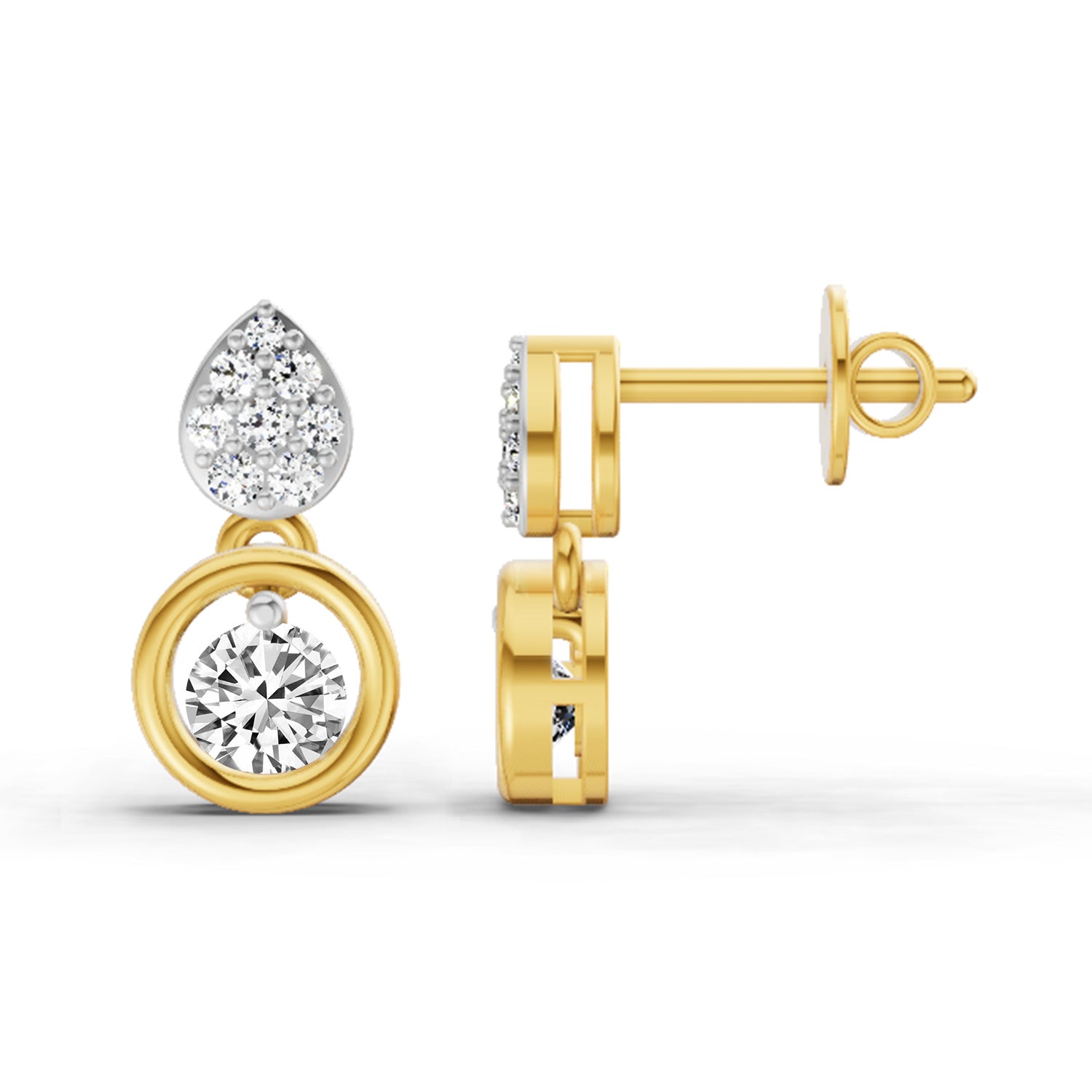 0.65 CtRound Shape Earrings | 14K Yellow Gold