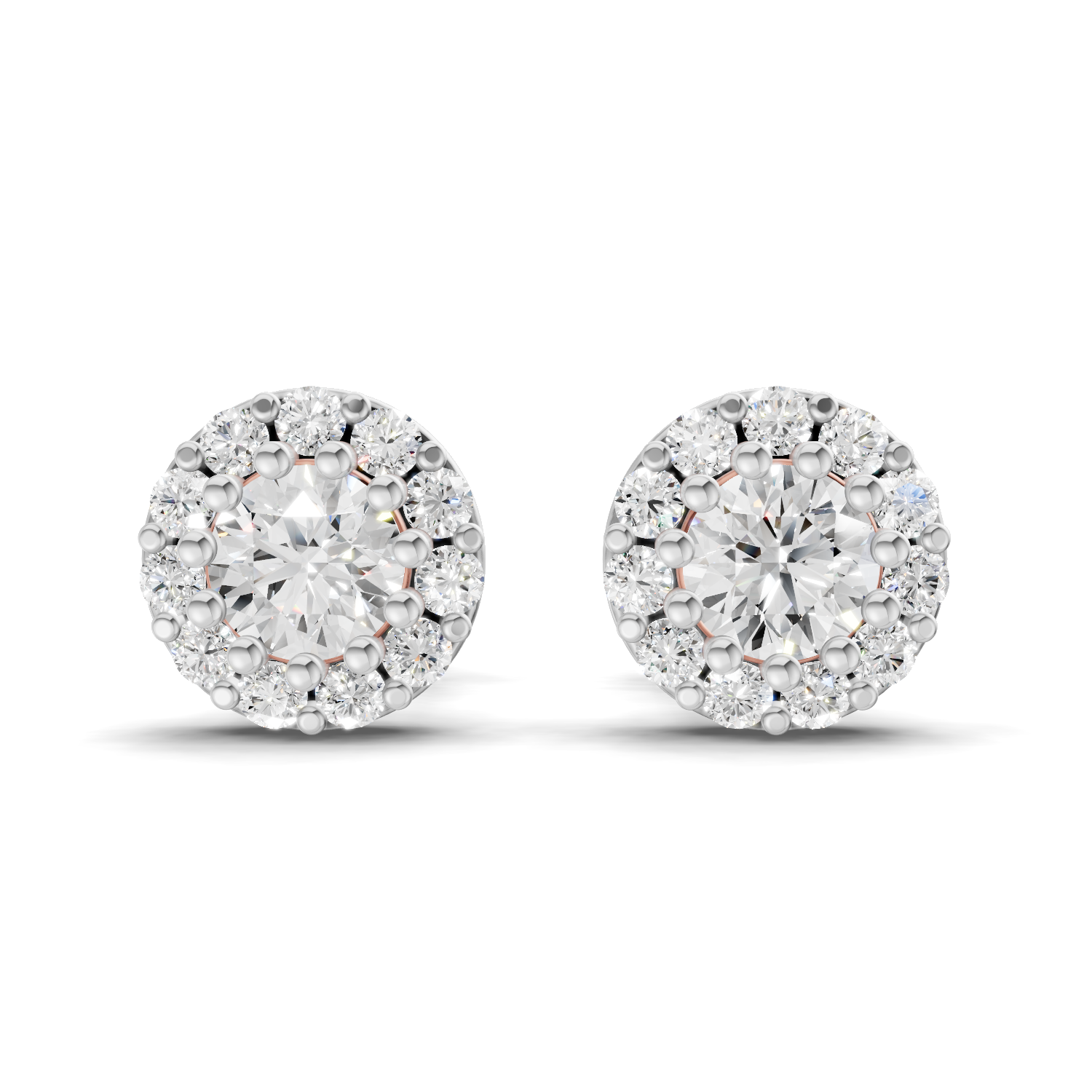 0.34 Carat Celestial Halo Studs Earrings | 14K Rose Gold