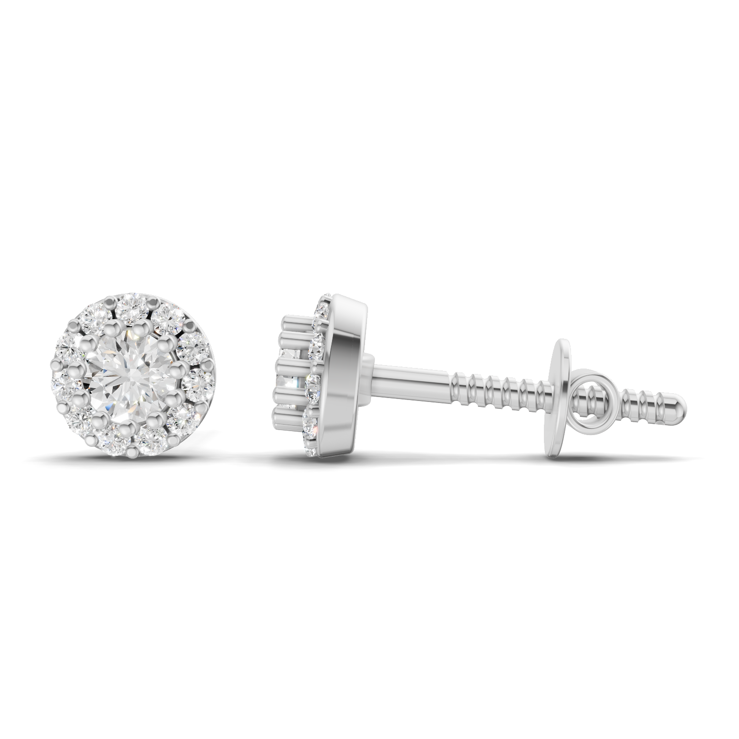 0.34 Carat Celestial Halo Studs Earrings | 14K White Gold