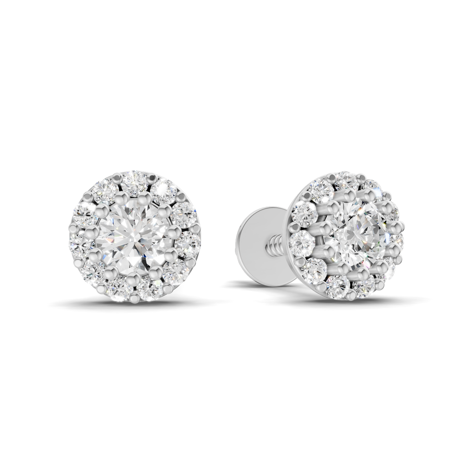 0.34 Carat Celestial Halo Studs Earrings | 14K White Gold