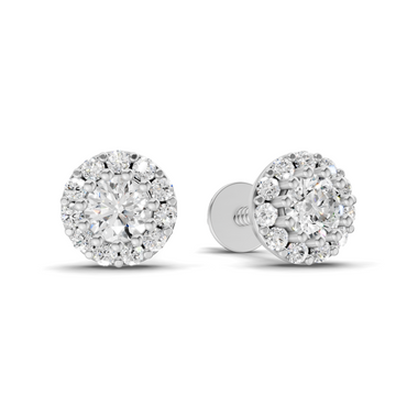 0.34 Carat Celestial Halo Studs Earrings | 14K White Gold
