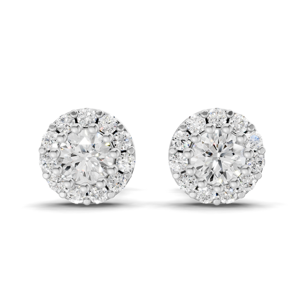 0.34 Carat Celestial Halo Studs Earrings | 14K White Gold