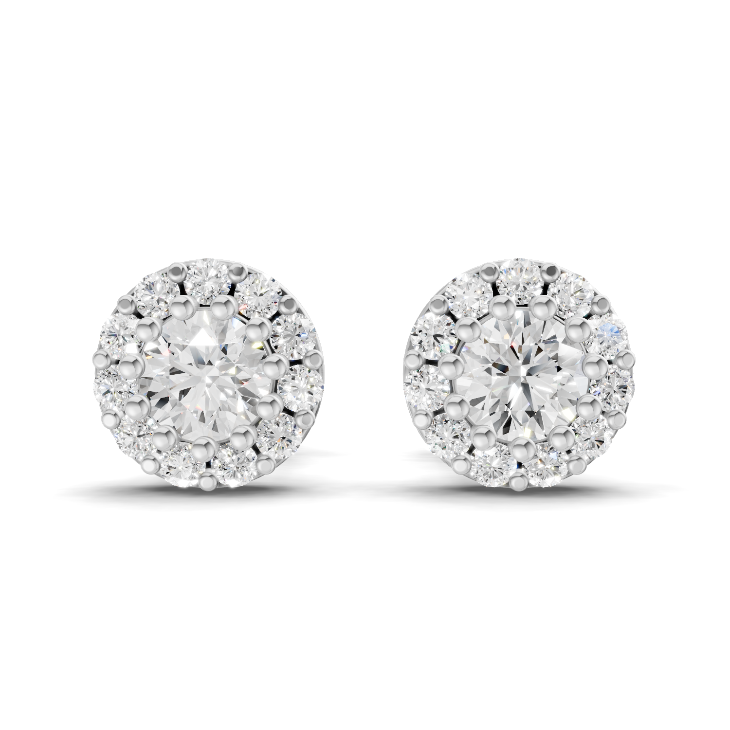 0.34 Carat Celestial Halo Studs Earrings | 14K White Gold
