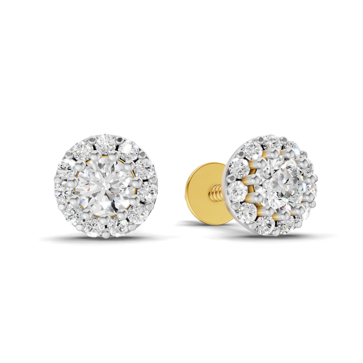 0.34 Carat Celestial Halo Studs Earrings | 14K Yellow Gold