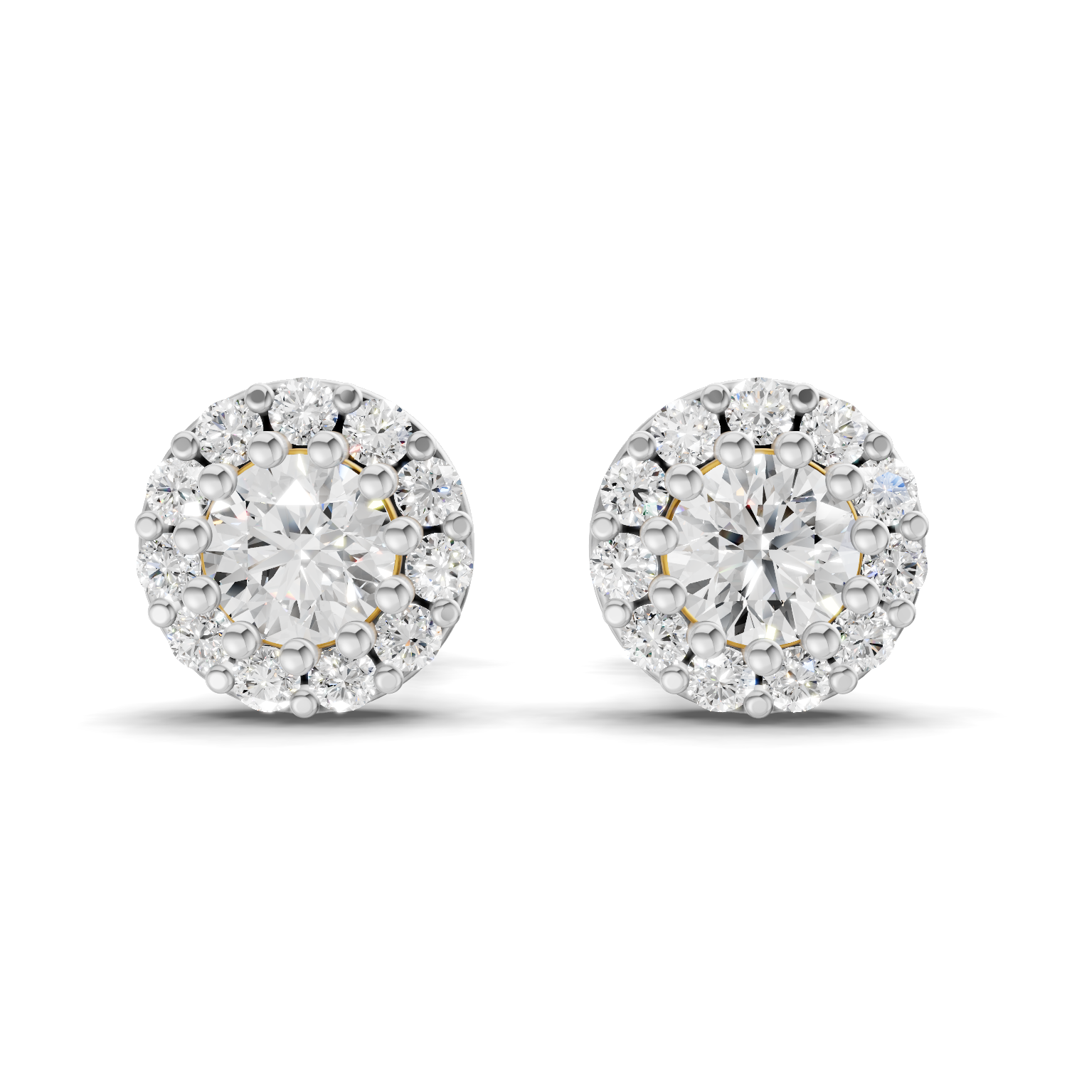 0.34 Carat Celestial Halo Studs Earrings | 14K Yellow Gold