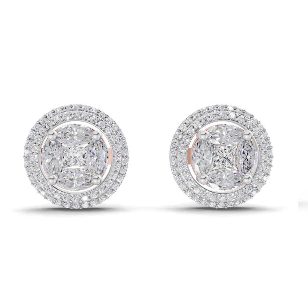 1.74 Ct Marquise Shape Halo Diamond Earrings | 14K Rose Gold