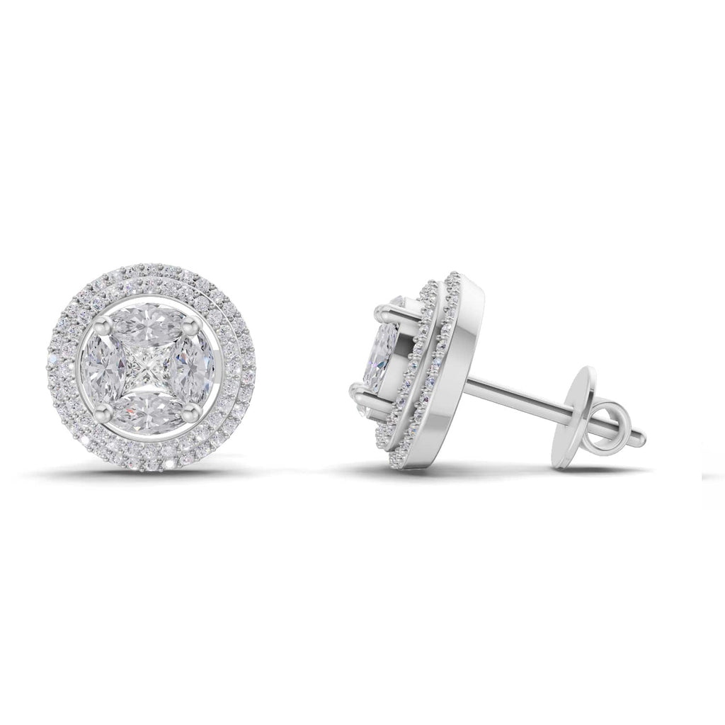 1.74 Ct Marquise Shape Halo Diamond Earrings | 14K Rose Gold