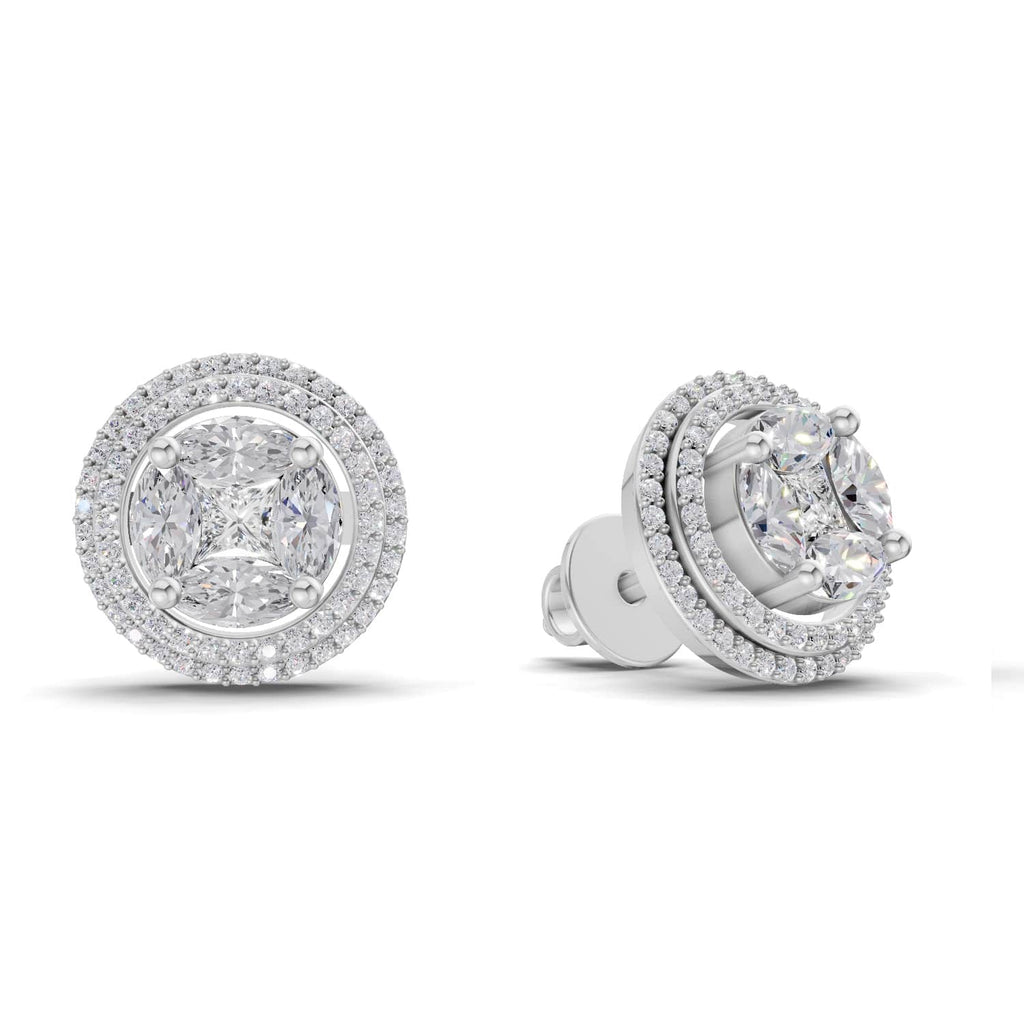 1.74 Ct Marquise Shape Halo Diamond Earrings | 14K Rose Gold