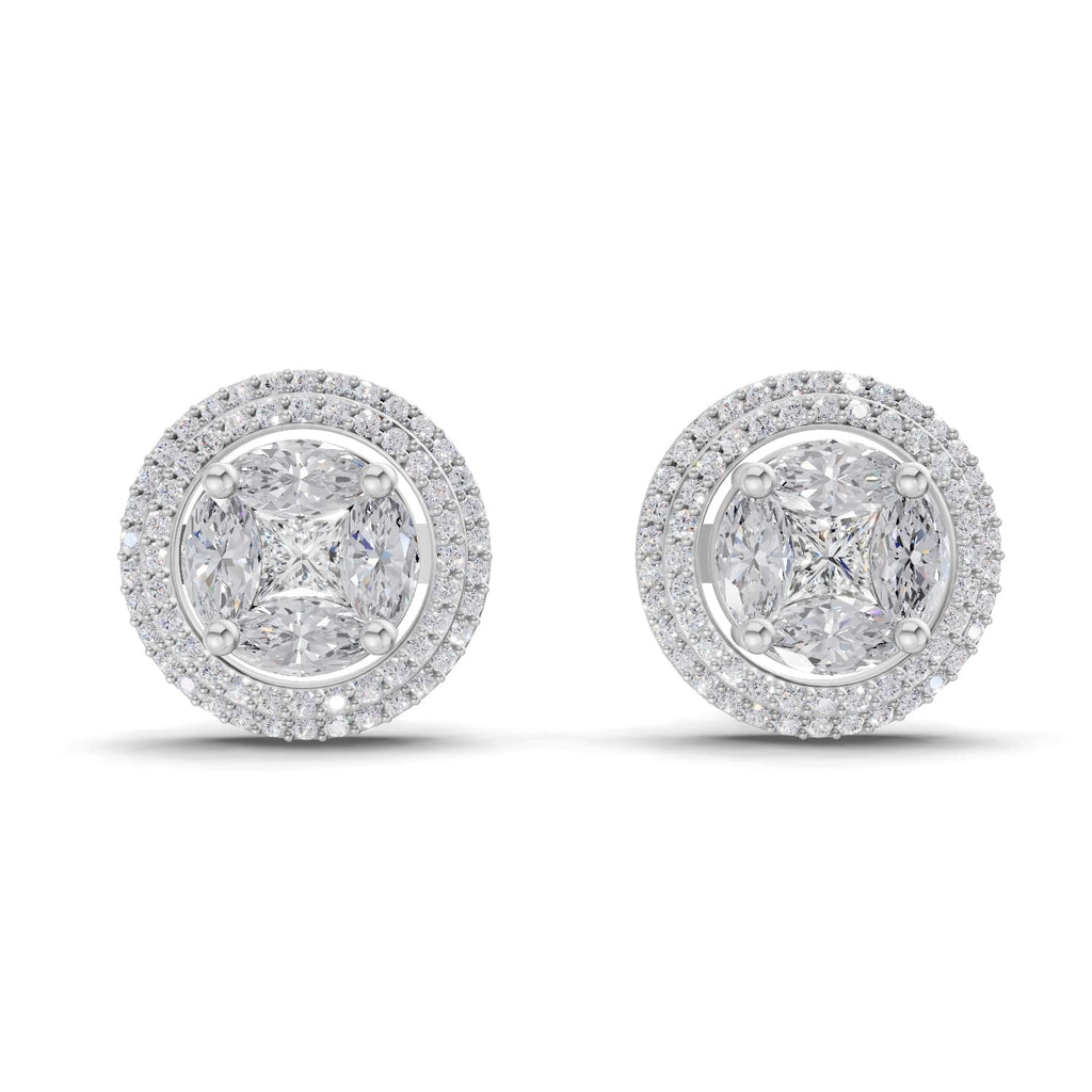 1.74 Ct Marquise Shape Halo Diamond Earrings | 14K Rose Gold