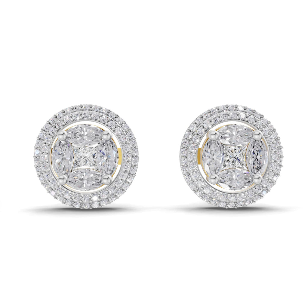 1.74 Ct Marquise Shape Halo Diamond Earrings | 14K Rose Gold