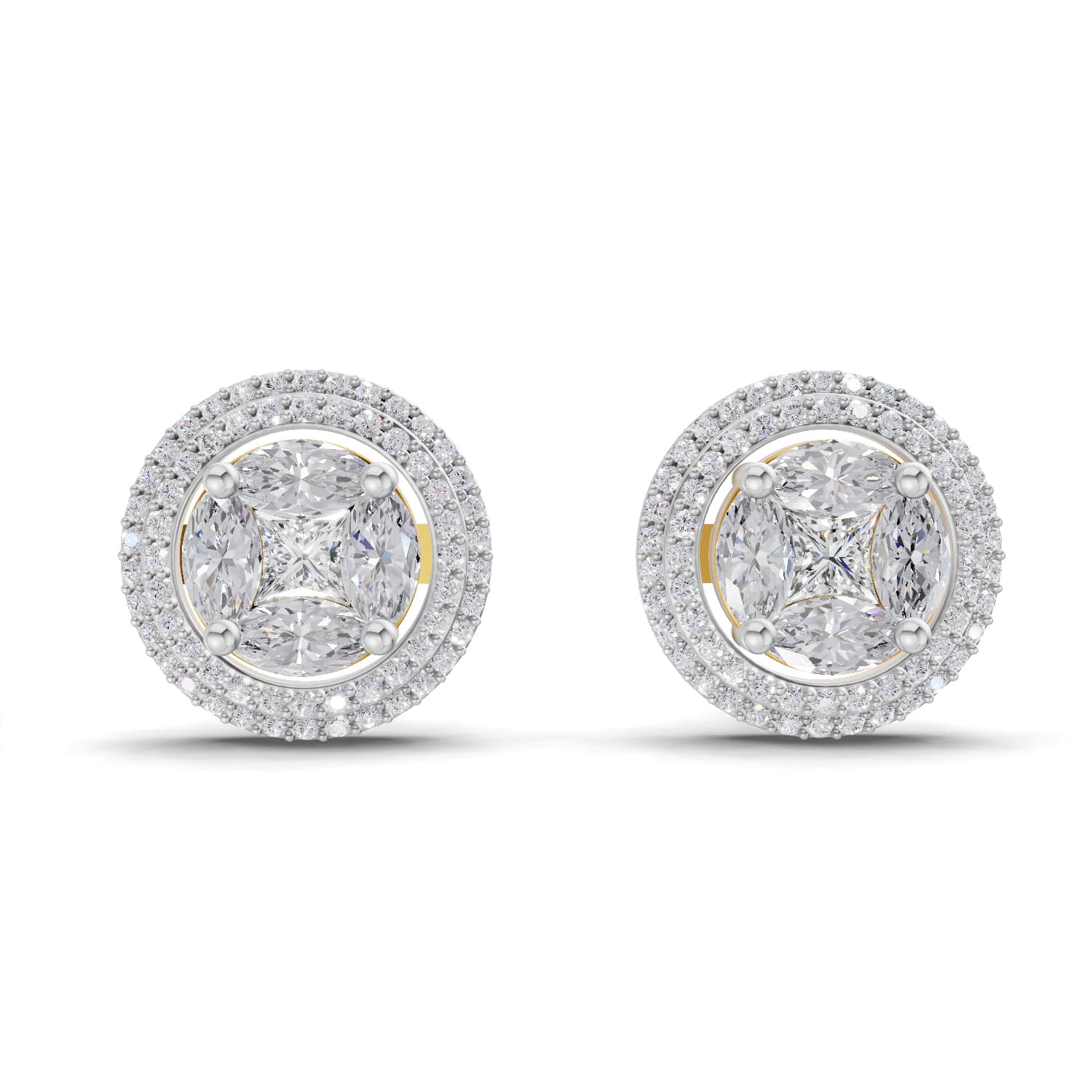 1.74 Ct Marquise Shape Halo Diamond Earrings | 14K Rose Gold