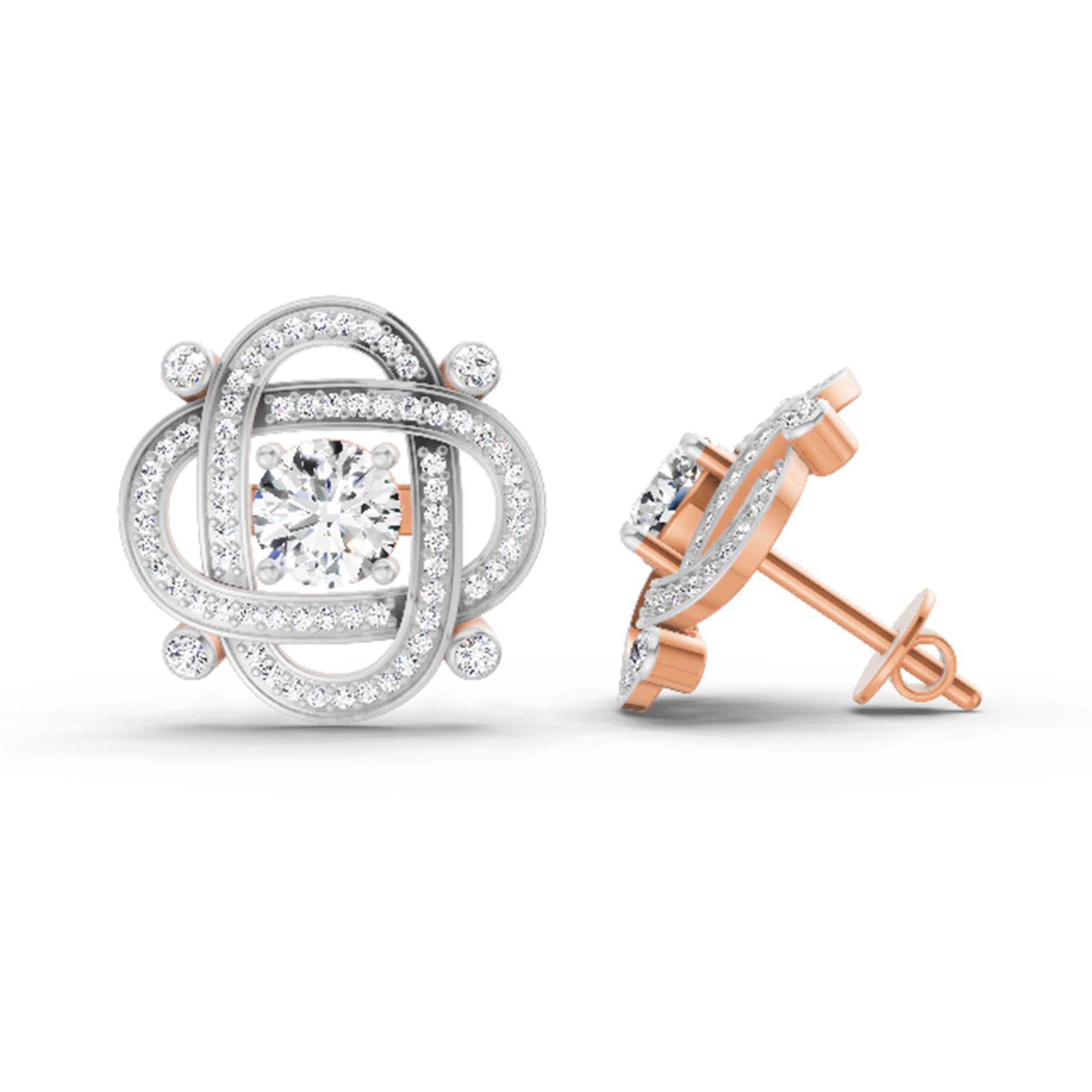 1.31 Ct Round Fashion Earrings | 14K Rose Gold