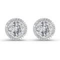 2.05 Ct Oval Shape Cluster Diamond Earrings | 14K White Gold