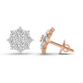 1.23 Ct Round Cluster Earrings | 14K Rose Gold