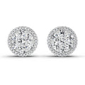 0.82 Ct Round Shape Cluster Diamond Earrings | 14K White Gold