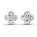 0.79 Ct Round Shape Cluster Diamond Earrings | 14K White Gold