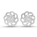 1.15 Ct Round Shape Cluster Diamond Earrings | 14K Rose Gold