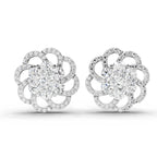1.15 Ct Round Shape Cluster Diamond Earrings | 14K Rose Gold