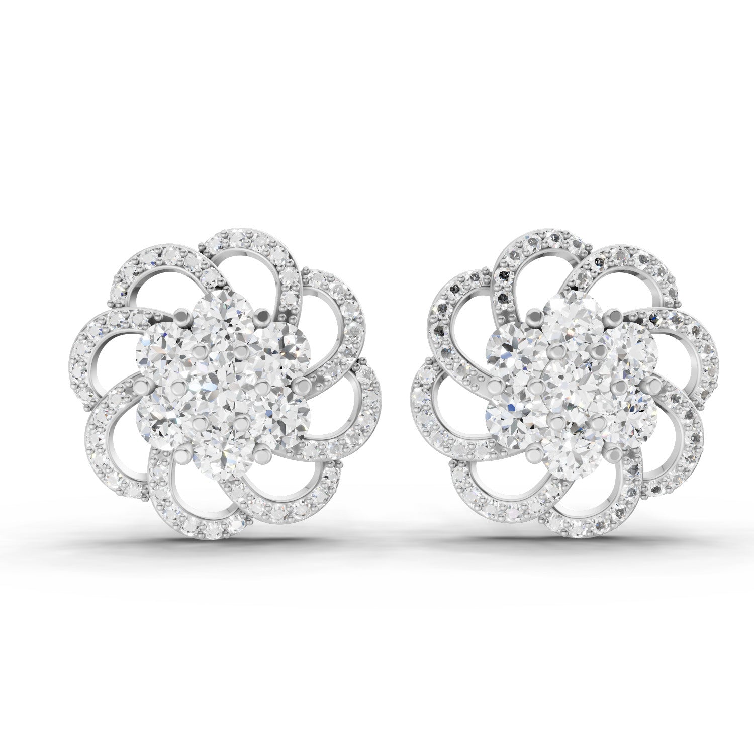 1.15 Ct Round Shape Cluster Diamond Earrings | 14K Rose Gold