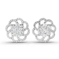 1.15 Ct Round Shape Cluster Diamond Earrings | 14K White Gold