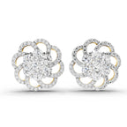 1.15 Ct Round Shape Cluster Diamond Earrings | 14K Rose Gold