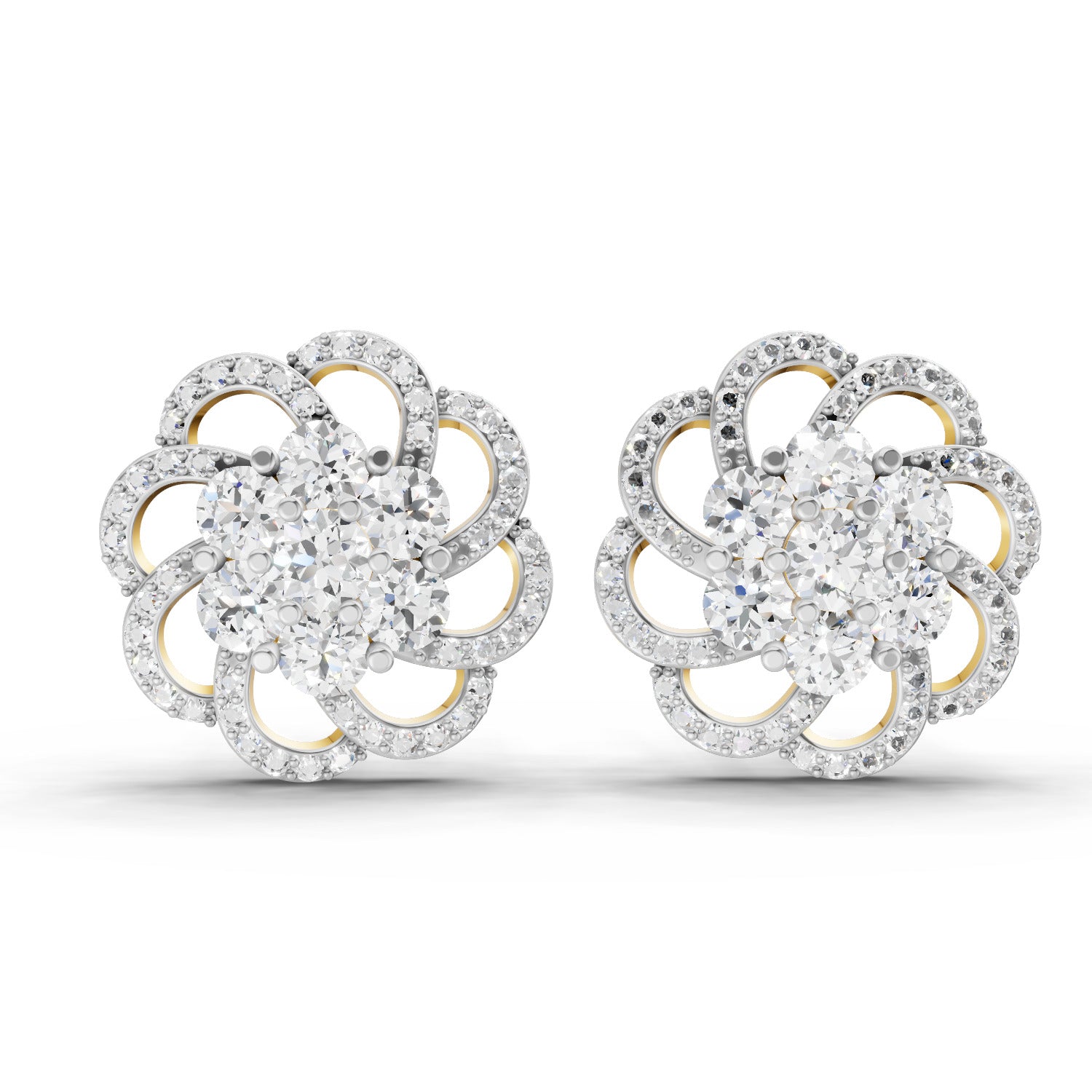 1.15 Ct Round Shape Cluster Diamond Earrings | 14K Rose Gold